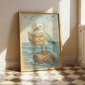 Whimsical Seagull Humorous Toilet & Beach Bathroom Canvas Poster
