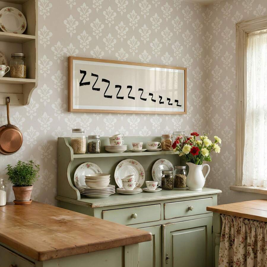 Zzz print poster in black lettering for nursery bedroom hallway or cozy bedtime decor