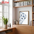 Soccer canvas in a bright study with books and greenery