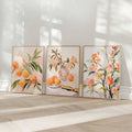 Room styling view of floral wall art set for elegant home decoration