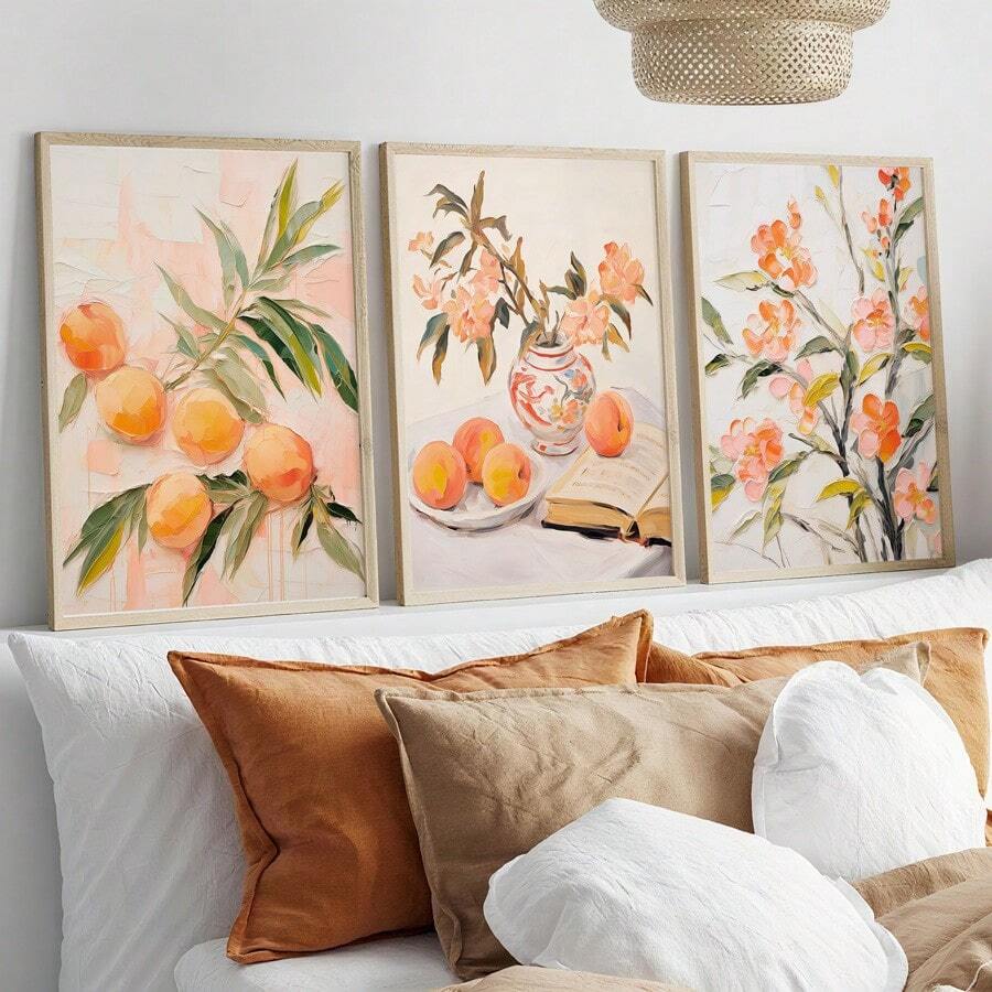 Decor inspiration view of botanical canvas print for bedroom and living spaces