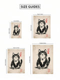 Japanese Woodblock Maneki Neko Lucky Cat Canvas Poster