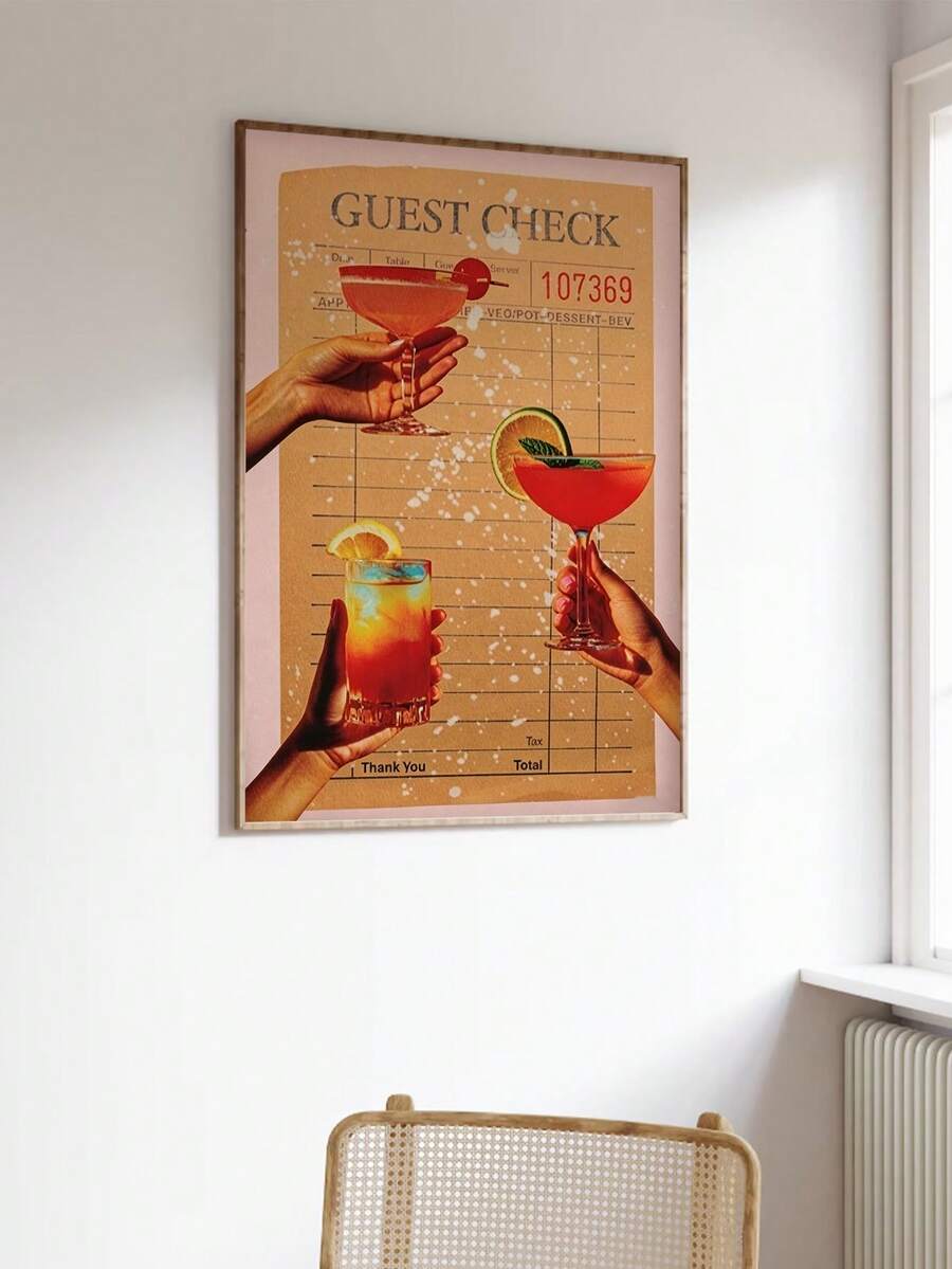 Size guide for portrait cocktail canvas poster in four dimensions
