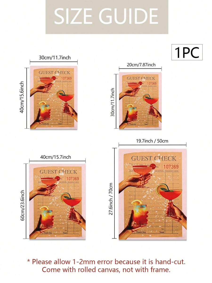 Retro guest-check poster with three hands holding colorful cocktails