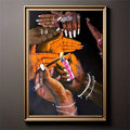Hands Illuminated With Lighters Contemporary Black Art Canvas Poster 