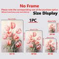 Size guide for pink tulip canvas poster with canvas dimensions