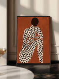 Minimalist framed wall art with cream black and terracotta tones