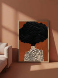Mid century style portrait poster with warm earth tone colors
