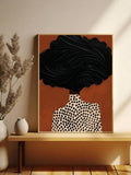 Mid century style portrait poster with warm earth tone colors