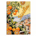 Sicilia orange tree wall art shown as an unframed vertical canvas