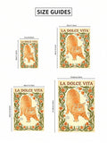 Size guide for orange tabby floral canvas poster with available dimensions