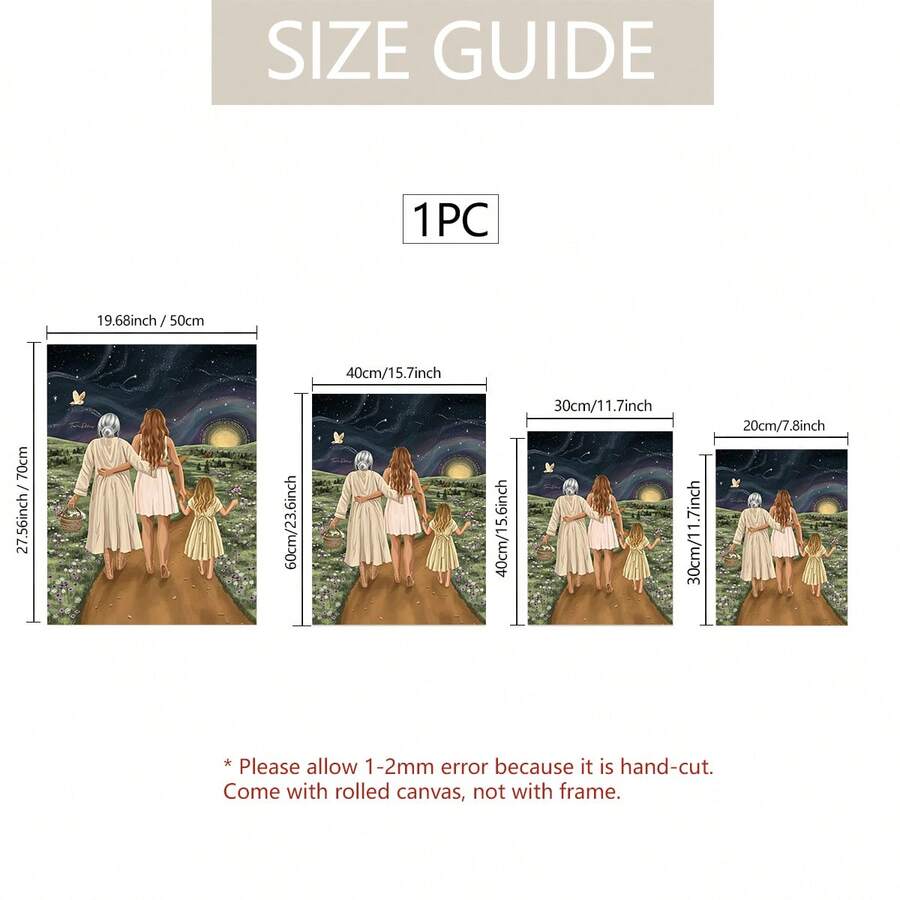Size guide for three generation family starry night canvas poster