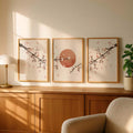 3pcs Japanese Cherry Blossom Watercolor Sakura Canvas Poster Set 