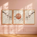 3pcs Japanese Cherry Blossom Watercolor Sakura Canvas Poster Set 