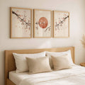 3pcs Japanese Cherry Blossom Watercolor Sakura Canvas Poster Set 