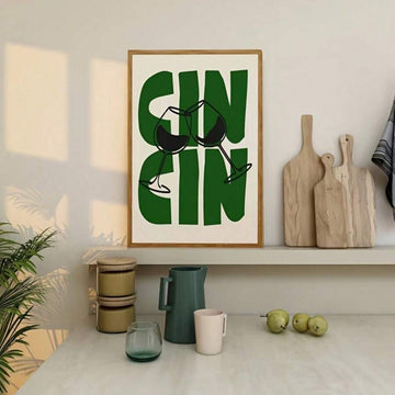 Vintage Wine & Cocktail Illustration Canvas Poster 