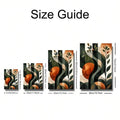 Size guide comparing four portrait canvas sizes from 21 by 30 to 50 by 70 centimeters