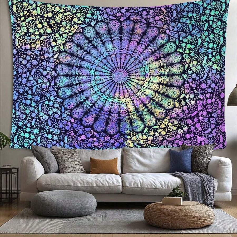 Multicolor wall hanging tapestry for bedroom bedding backdrop