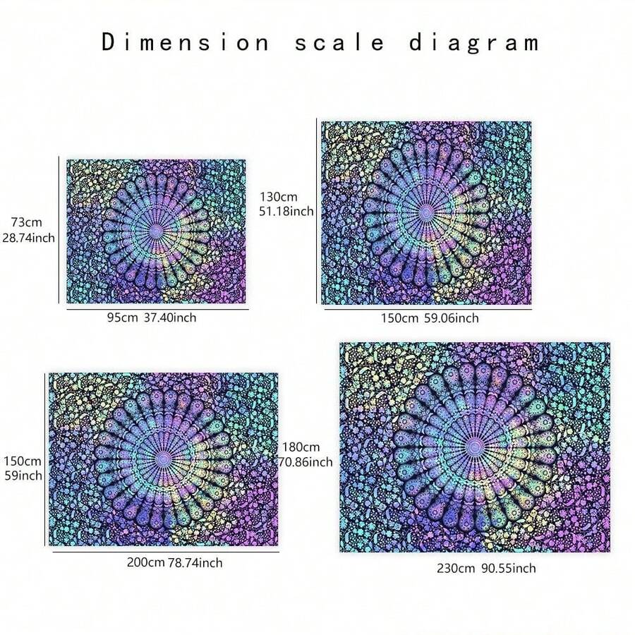 Bohemian peacock mandala wall tapestry in multicolor graphic design