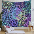 Blue bohemian mandala wall tapestry for calm room styling