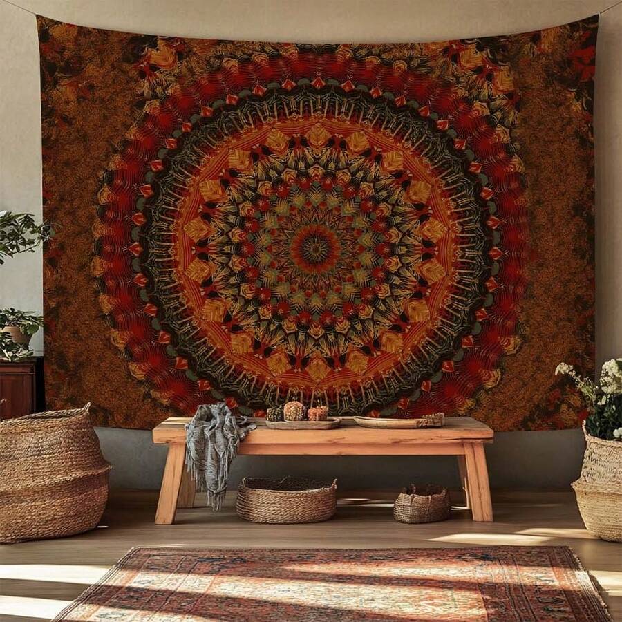 Multicolor peacock mandala tapestry for bedroom hippie wall decor
