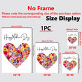 Size guide for unframed Happy Mother’s Day floral heart canvas poster