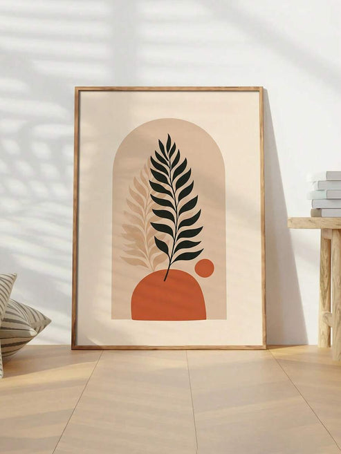 Nordic Wabi Sabi abstract fern geometric minimalist canvas wall art
