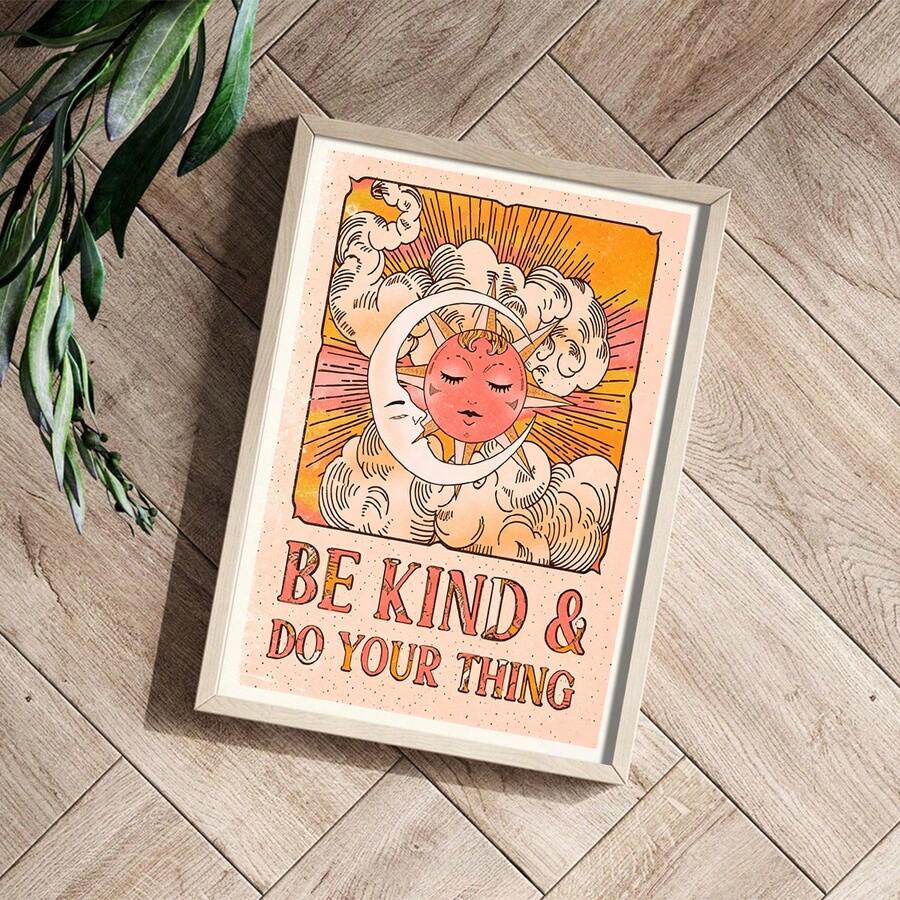 Blue Vertical Stripe "Be Silly Honest Kind" Nursery Canvas Poster 