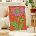 Retro Color-Blocked Pink Floral Line Art Canvas Poster 