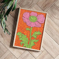 Retro Color-Blocked Pink Floral Line Art Canvas Poster 