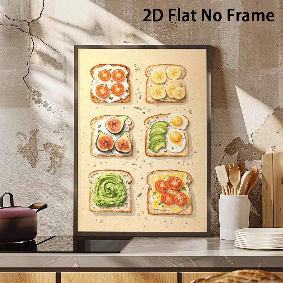 Avocado egg tomato banana and fig toast wall print