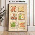 Gourmet toast breakfast variety kitchen illustration poster