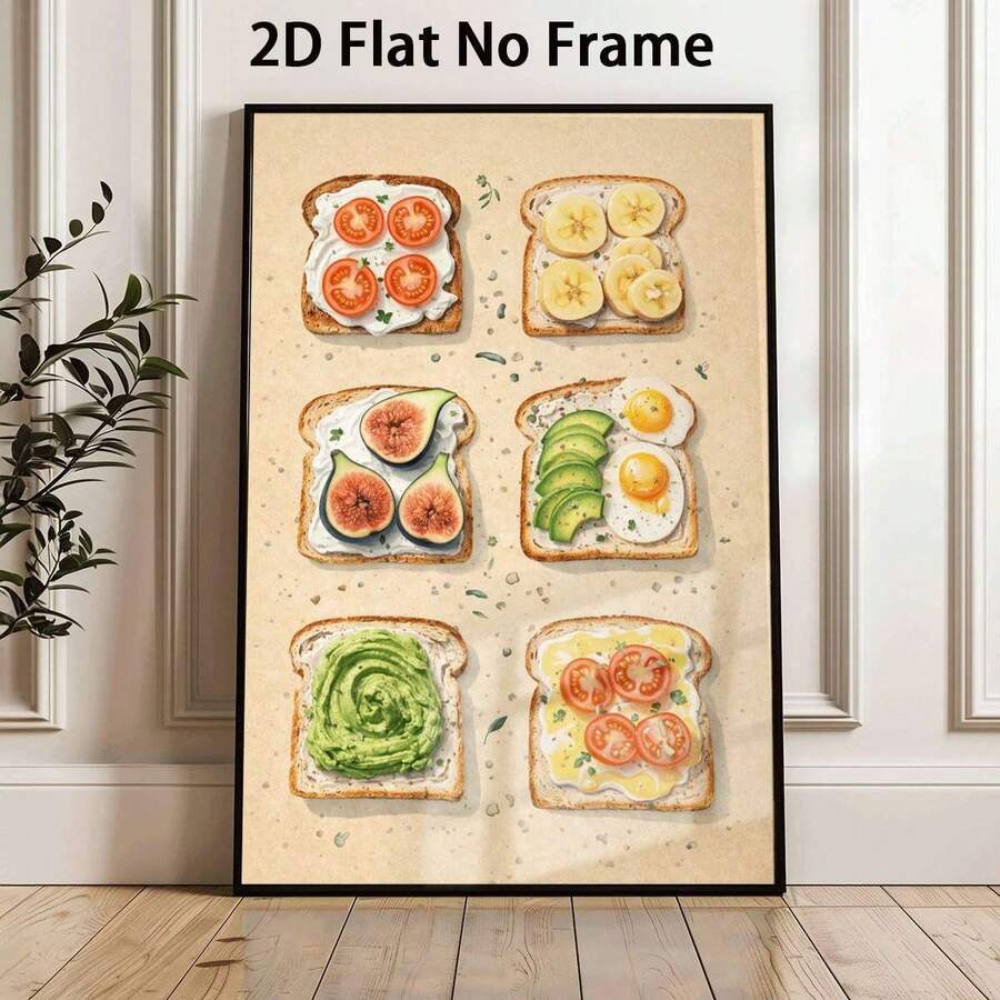 Gourmet toast breakfast variety kitchen illustration poster