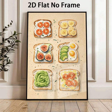 Gourmet toast breakfast variety kitchen illustration poster