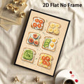 2D flat no frame kitchen wall art print