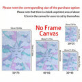 Unframed canvas size guide showing celestial star artwork in several dimensions