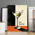 Mid-Century Modern Dry Martini Retro Classic Cocktail Bar Cart Canvas Poster 