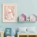 Cute Bowknot White Cat Girl's Room Aesthetic Canvas Poster 