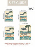 Vintage Retro Seaside Pool & Palm Beach Summer Canvas Poster 