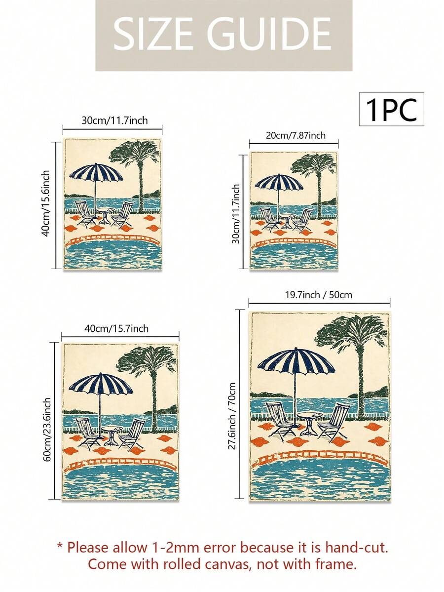 Vintage Retro Seaside Pool & Palm Beach Summer Canvas Poster 