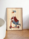 Goose wall art shown beside a white chair in a warm modern room