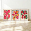 FRUTA fruit print in light natural wood frame