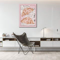 Vintage Pink Croissant Illustration Aesthetic Canvas Poster