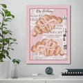 Vintage Pink Croissant Illustration Aesthetic Canvas Poster