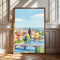 Prague Cityscape Watercolor & European Skyline Travel Canvas Poster