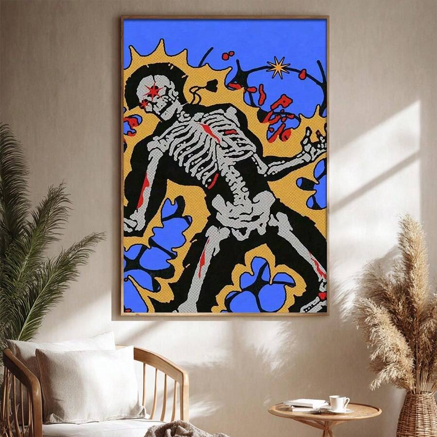Vintage Electric Shock Skull Dark Aesthetic Canvas Poster