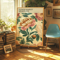 Melbourne Flower Market Vintage Peonies Botanic Gardens Canvas Poster