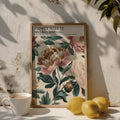 Melbourne Flower Market Vintage Peonies Botanic Gardens Canvas Poster