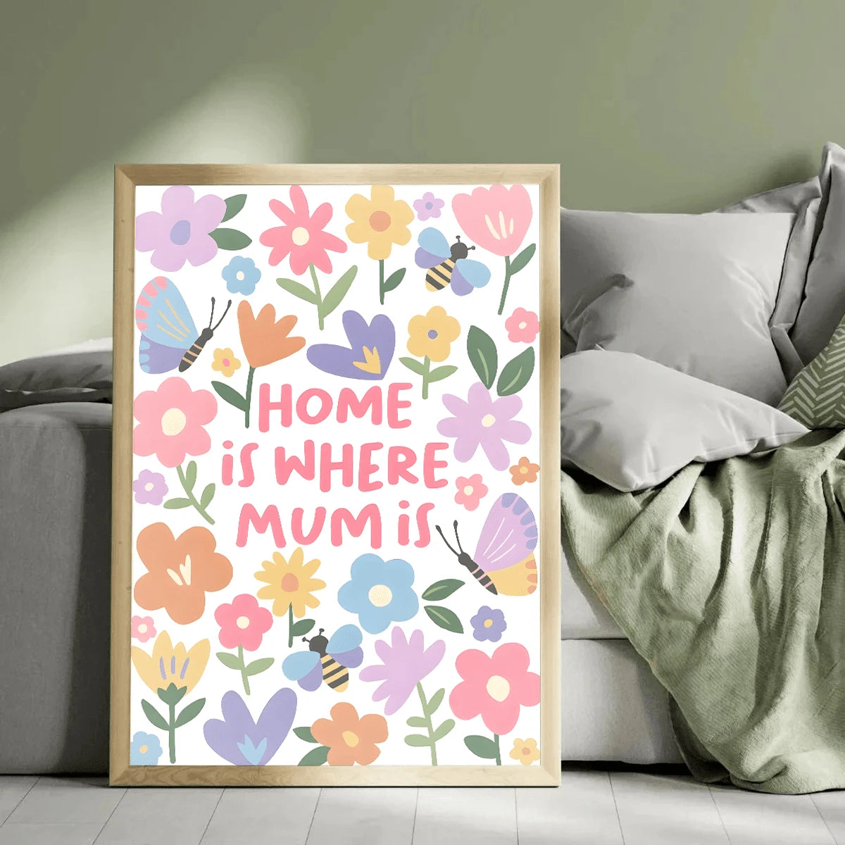 Framed Mother’s Day floral poster for a living room