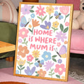 Pink purple blue and yellow flowers on family canvas art